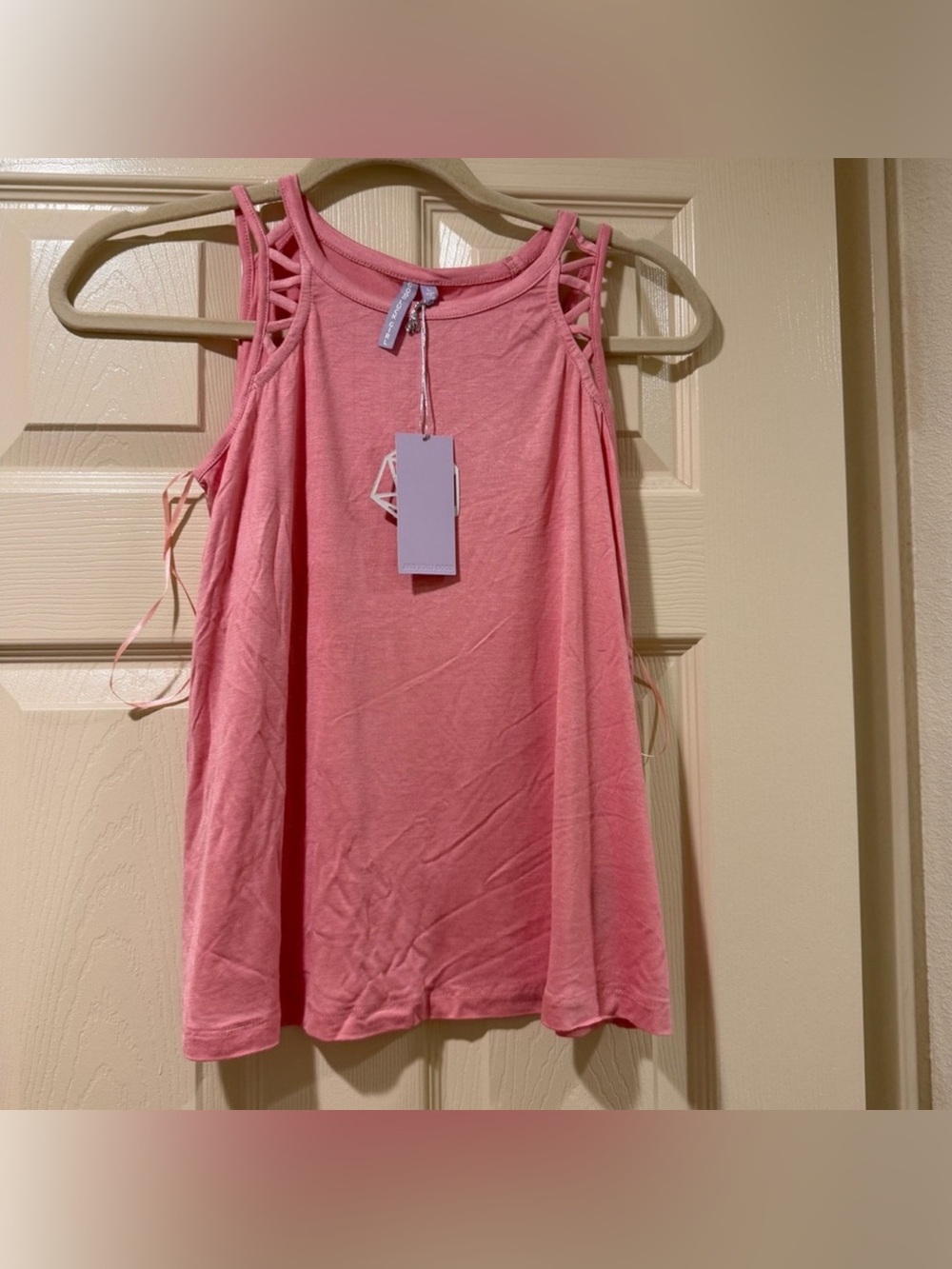 Good Luck Girl Pink Cutout Tank Top Girls